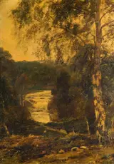Theodore Hines, Mountain Scene with Waterfall