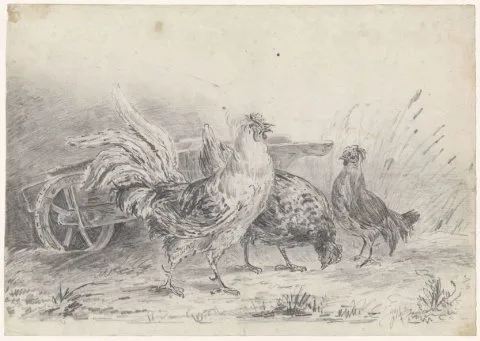 Jan Herman Coster, Haan met twee kippen bij een kruiwagen