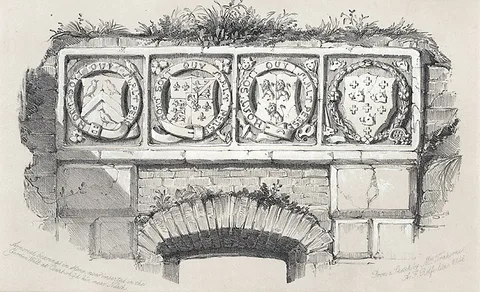 Alexander F. Rolfe, Armorial bearings in stone, now inserted in the Garden Wall at Courtrhyd Hir, near Neath