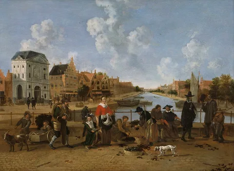 Hendrik van der Burgh, The Groenmarkt and the Stille Rijn in Leiden