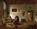 Hendrik van der Burgh, Interior of a Dutch House with an Operator Attending to a Man's Teeth
