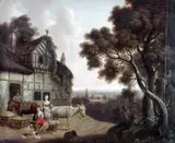 John Pennington, Cottage Scene with a Pedlar of Pottery