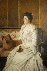Léo Malempré, Lady Florence Antrobus (1856–1923), with a Chow