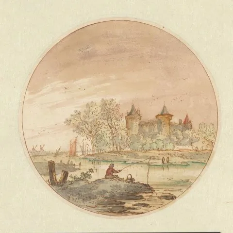 Aernout ter Himpel, Landschap met een hengelaar en een kasteel