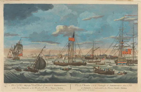 Carington Bowles, A View of His Majesty's Dock Yard and Garrison at Sheerness, in the Isle of Sheepy....Riverside Town, Kent