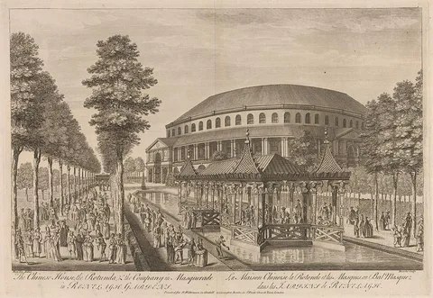 John Bowles, The Chinese House, the Rotunda and the Company in Masquerade in Ranelagh Gardens