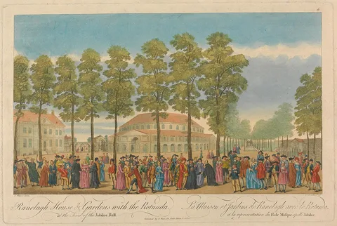 John Bowles, Ranelagh House and Gardens with the Rotunda at the time of the Jubilee Ball