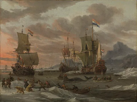 Georges Johannes Hoffmann, Rough Sea with Sailing Vessels