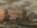 Georges Johannes Hoffmann, Rough Sea with Sailing Vessels
