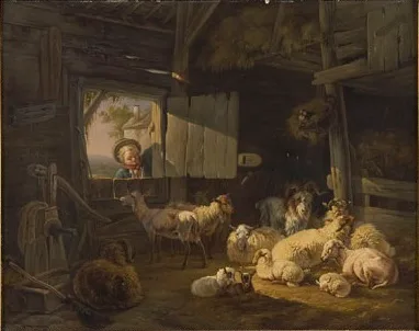 Abraham Hendrik Winter, Stable with Sheep and Goats