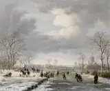 Gerrit Hendrik Göbell, Skating on the outskirts of a village in winter