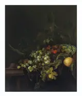 Gregorius de Coninck, A Wan-Li bowl with grapes and other fruit