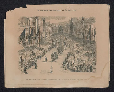 Frans Gons, De processie der hoofdkerk op de Meir [te Antwerpen], 1864