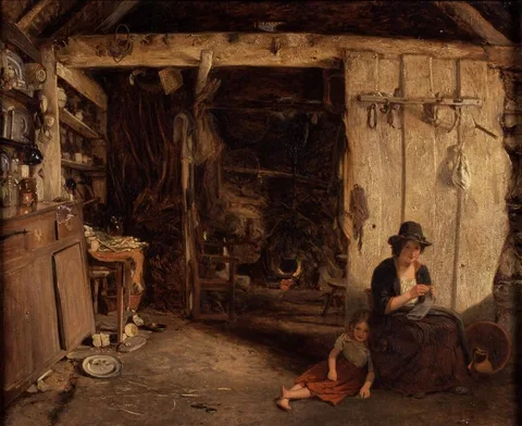 James Digman Wingfield, Cottage interior - North Wales
