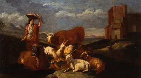 Ernest Daret, Landscape with shepherdess and herds