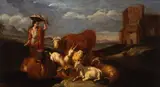 Ernest Daret, Landscape with shepherdess and herds