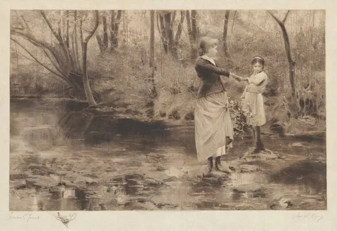 James S. King, Untitled (Crossing A Brook In The Woods)