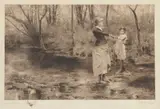 James S. King, Untitled (Crossing A Brook In The Woods)