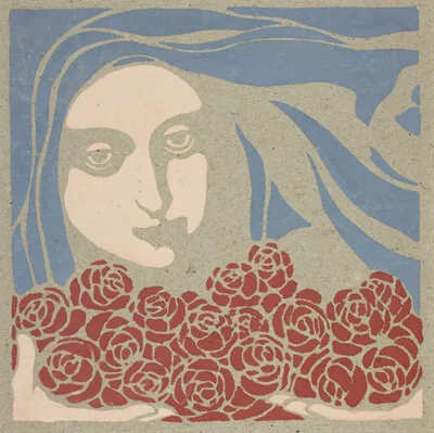 attribution Koloman Moser, Woman's Head with Roses