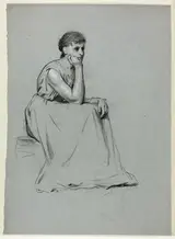 Henry Stacy Marks, Ra, Rws, Seated Woman Resting on her Elbow