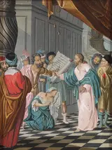 Johan Jacob Bruun, Religious scene with a woman kneeling.