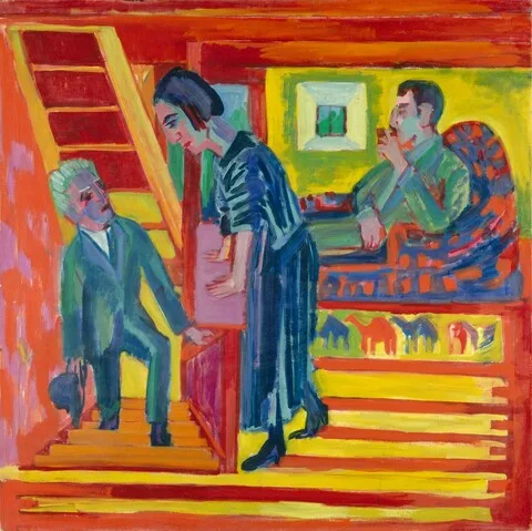 Ernst Kirchner, The Visit - Couple and Newcomer