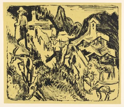 Ernst Kirchner, Geitenhoeder met zijn kudde in de bergen