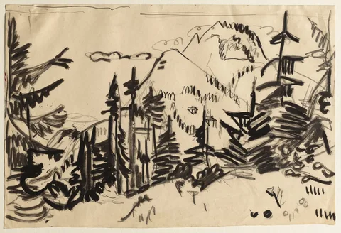 Ernst Kirchner, Mountain Landscape with Fir Trees