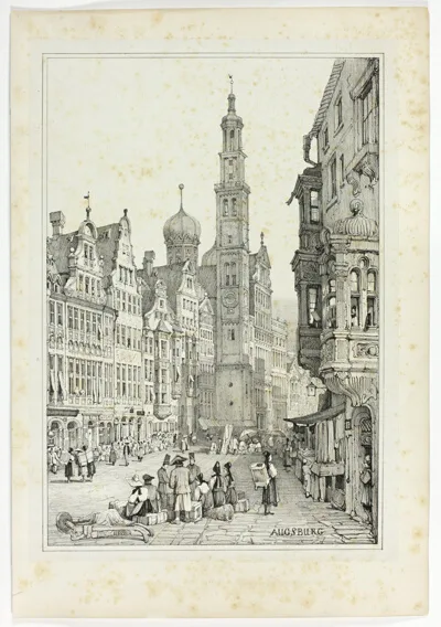 Samuel Prout, Fsa, Ows, Augsburg, from Facsimiles of Sketches made in Flanders and Germany