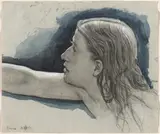 Edward John Poynter, Study of a Young Man's Head with Right Arm Outstretched