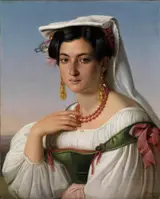 Johann Heinrich Richter, Portrait of Vittoria Caldoni, an Italian model from Albano Laziale