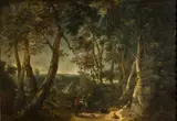 Philips Augustyn Immenraet, Landscape with High Trees near a Ravine