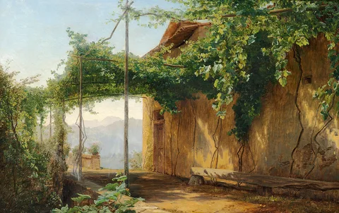 Janus la Cour, A pergola at lake Nemi.