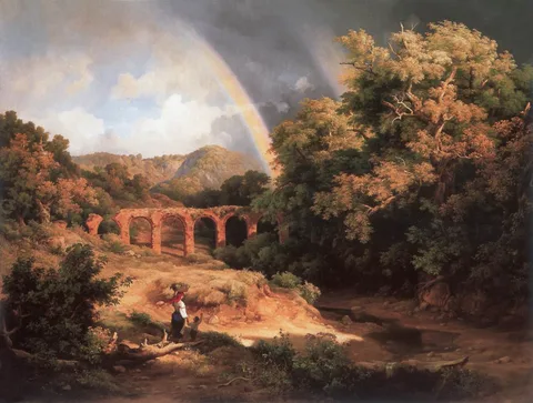 Karl Markó, Italian Landscape with Viaduct and Rainbow