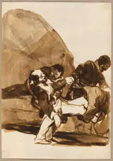 Francisco José Goya y Lucientes, Three Men Carrying a Wounded Soldier, from the Images of Spain, Album F
