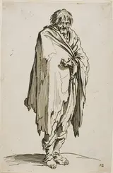 A-Jacques Callot, Beggar without Hat or Shoes, plate twelve from The Beggars
