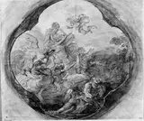 Ludovico Giminiani, Allegory on Vigilance. Preparatory study for a ceiling decoration in S. Carlo al Corso, Rome