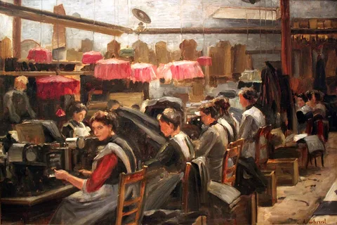 Karl Armbrust, Interior of a sewing mill with seamstresses at work