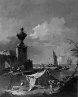 Attribuited to Francesco Guardi, Capriccio: The Lagoon
