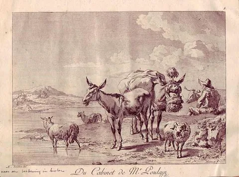 Jean Duplessi-Bertaux, Shepherd with Cattle and Mules