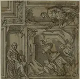 Lazzaro Tavarone attribuito, Design for Corner of a Ceiling Decoration