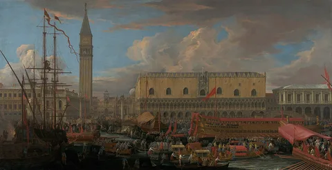 Luca Carlevaris, The Bucintoro Departing from the Bacino di San Marco