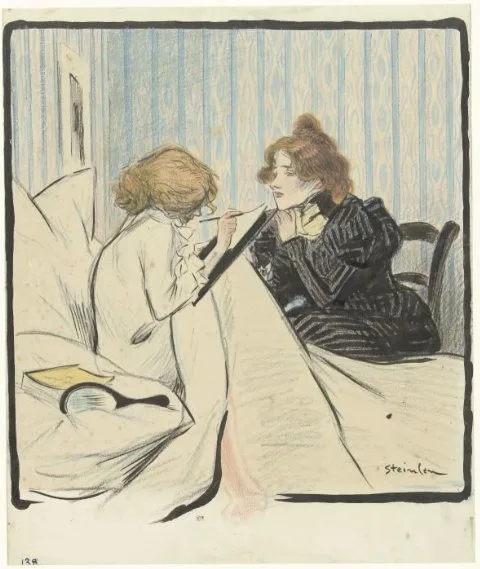 Théophile Alexander Steinlen, Twee vrouwen in een slaapvertrek