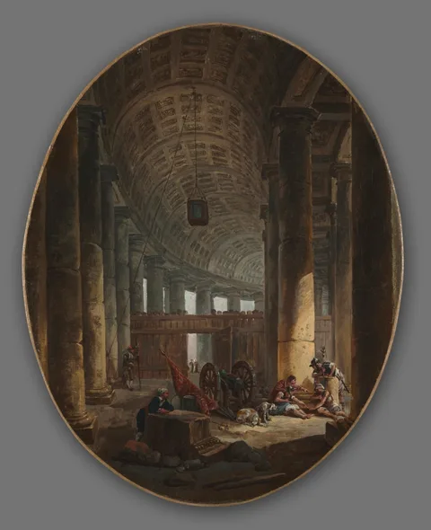 Robert Hubert, The Colonnade of Saint Peter's, Rome, during the Conclave