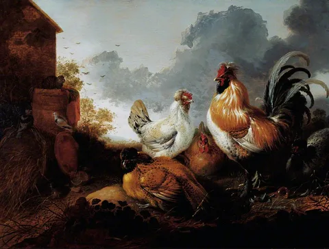 Abraham Van Kalraet, Poultry in a Farmyard