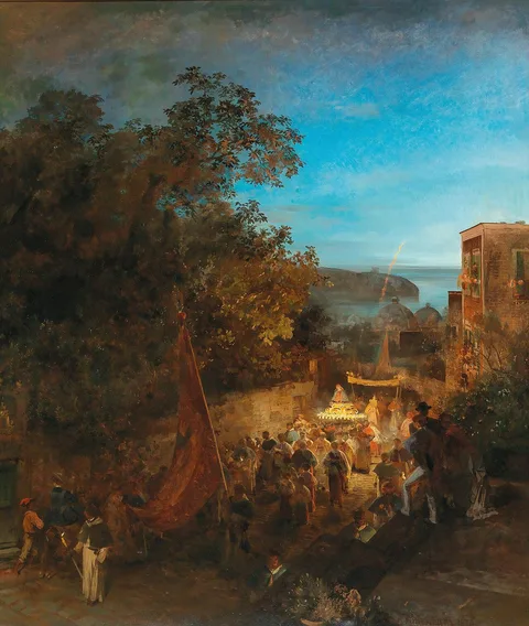 Prof. Oswald Achenbach, Ischia – Feast of St Anne, Casamicciola