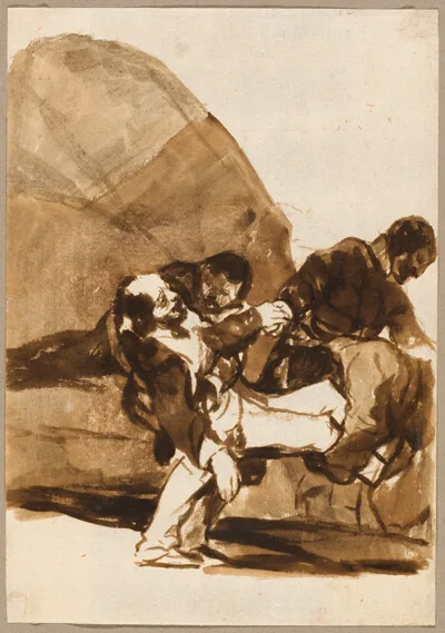 Francisco, Three Men Carrying a Wounded Soldier, from the Images of Spain, Album F