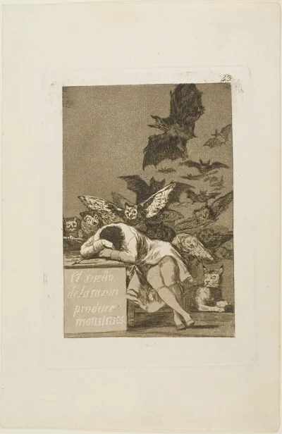 Francisco, The Sleep of Reason Produces Monsters, plate 43 from Los Caprichos