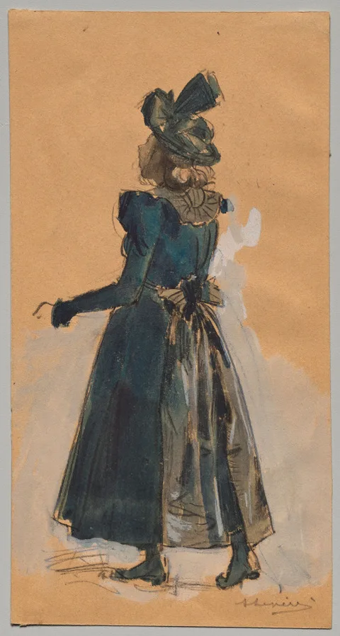 Lepere Louis-Auguste, Study for the woodcut 'Bassin des Tuileries'