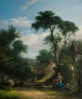 Charles Waller Shayer, Landscape with Figures and Donkeys